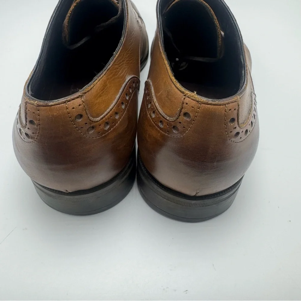 Ermenegildo Zegna Avenue Flex Brown Cap Toe Oxford Shoes 9 US Leather Brogue